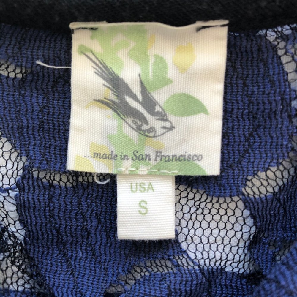 Sparrow, Blue Flocked Lace 2 piece Dress Small - Picture 2 of 8